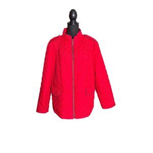 Talbots Candy Apple Red Women's Quilted Military Jacket Size 2X